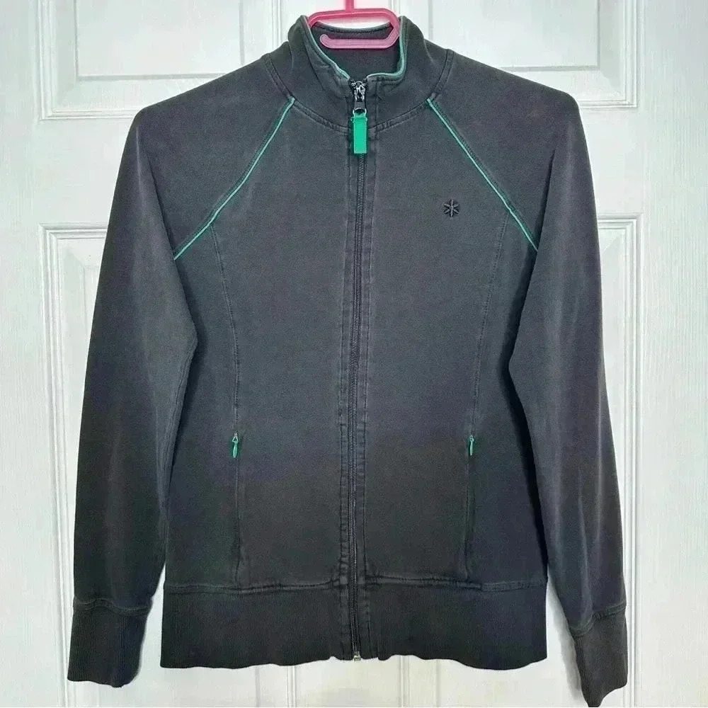 Old Navy Sweatshirt Zippered Black & Green Size Extra Small